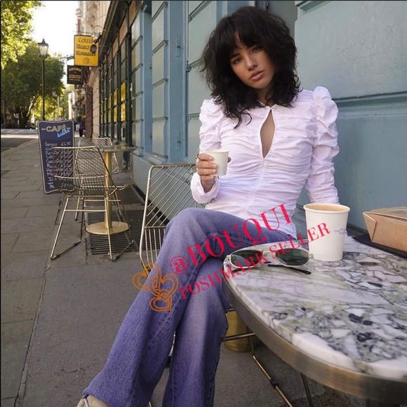 Zara white ruched poplin top - Picture 5 of 10